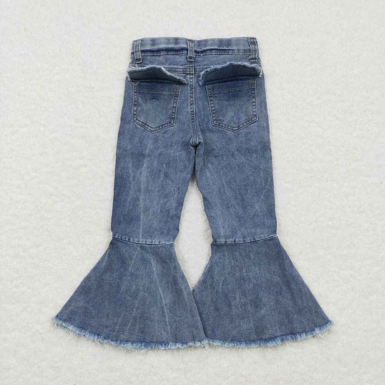 P0325 Light color bell bottom denim trousers