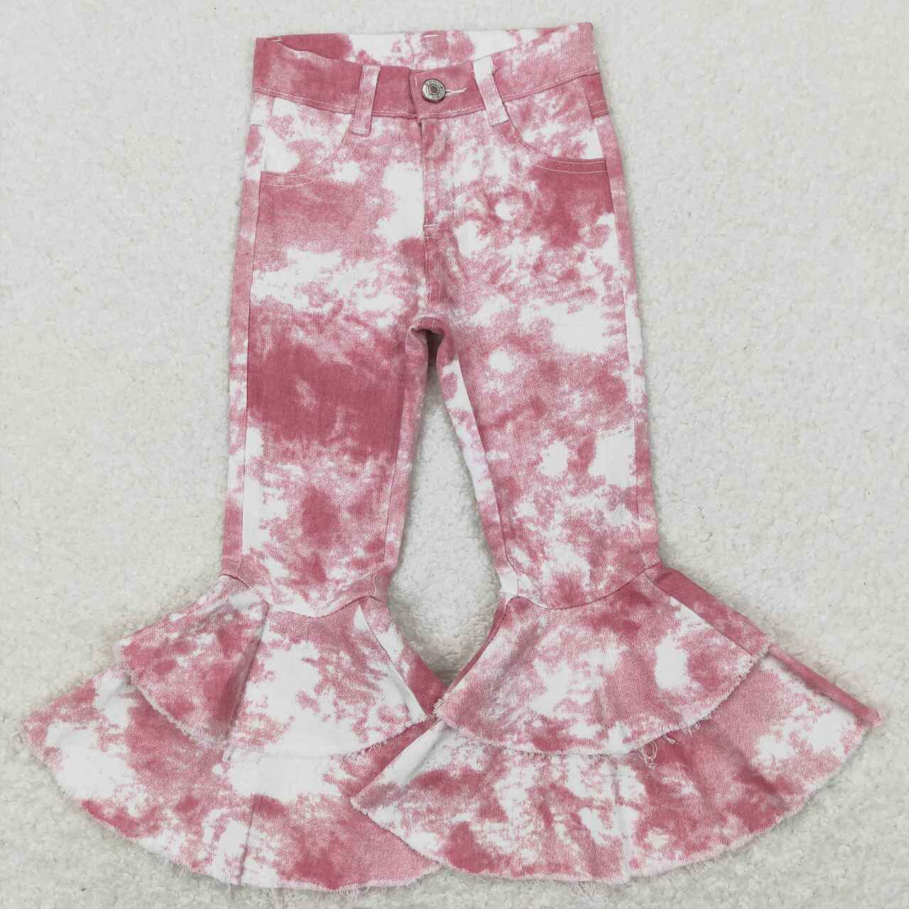 P0399 Pink tie-dye double lace jeans