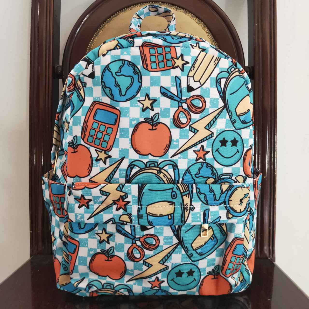 BA0071 Smiley Apple Pencil Green Backpack