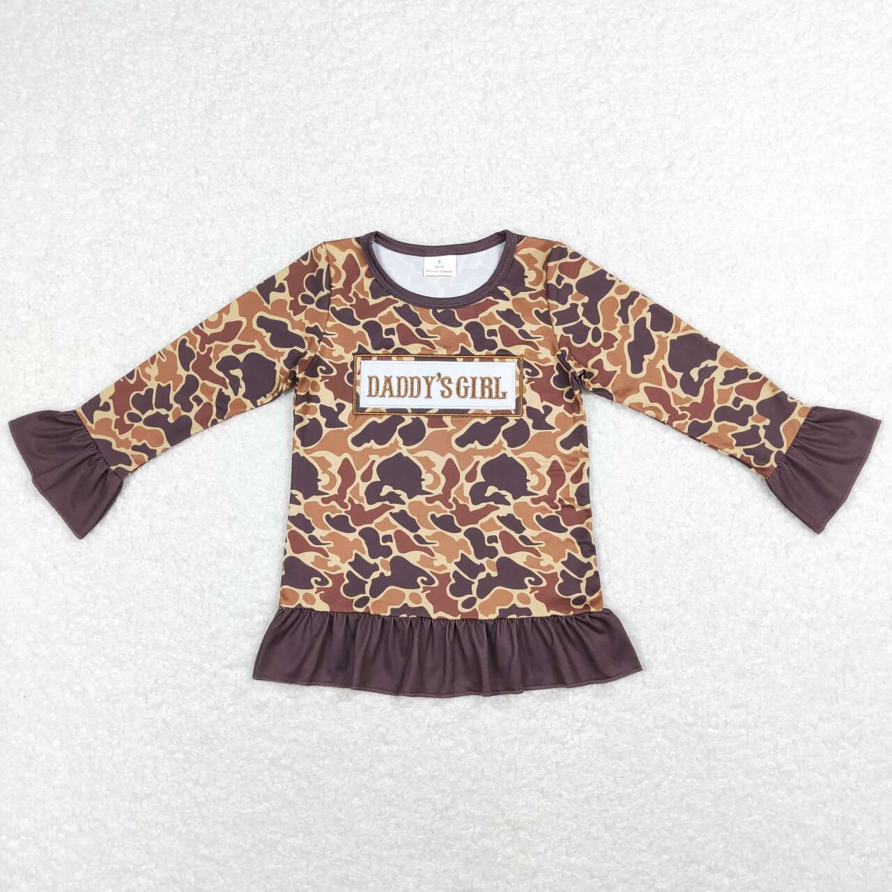 GT0404 Embroidered daddy's girl lettering brown camouflage long sleeve top