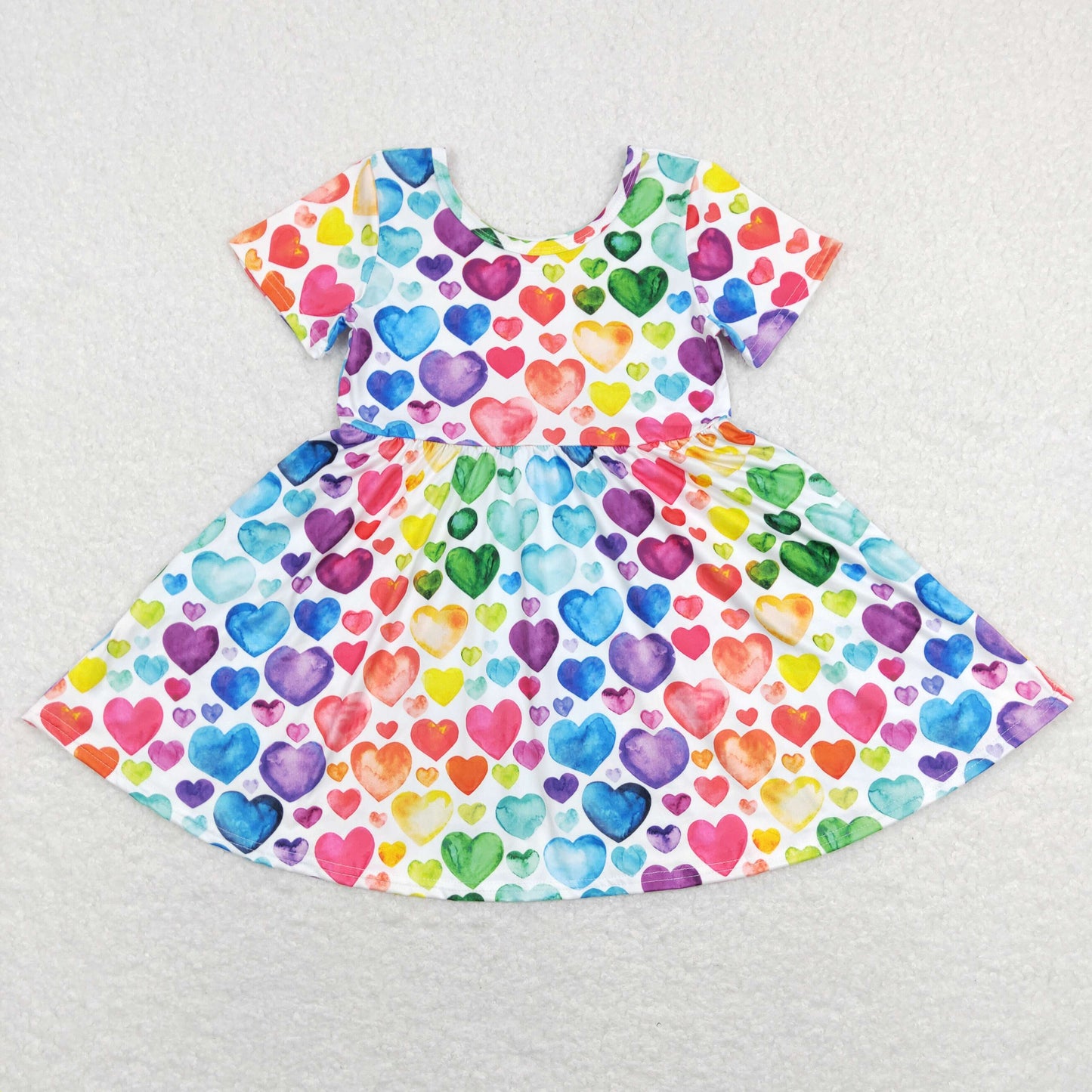 C7-16 Colorful Love Valentine Short Sleeve Dress