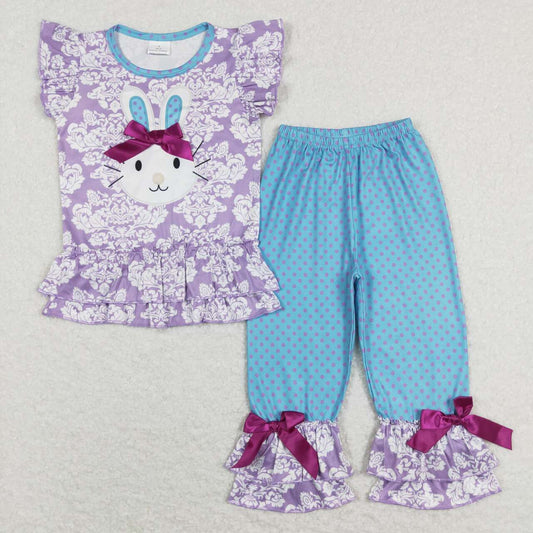 A0-1 Rabbit Purple Short Sleeve Pants Suit