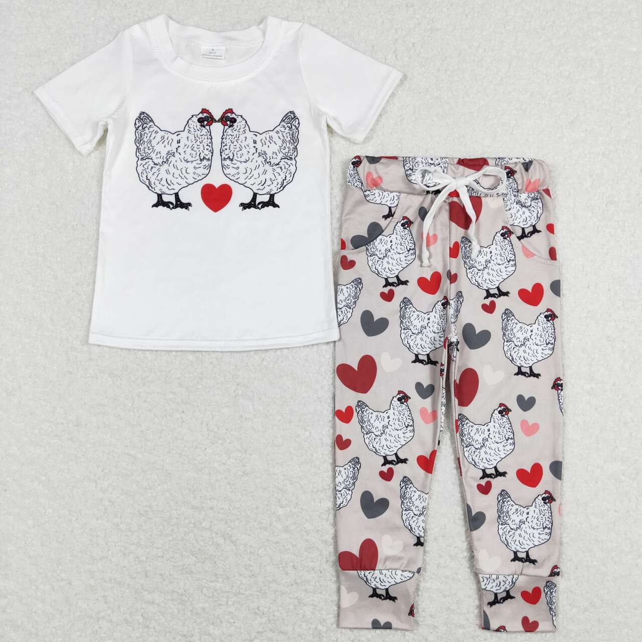 BSPO0221 Love Chick Light Gray Short Sleeve Pants Suit