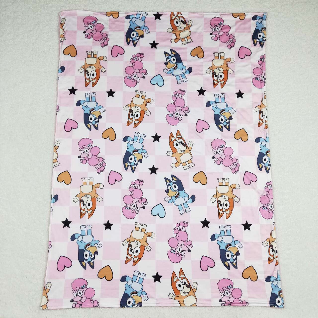 BL0114 bluey love pink and white plaid baby blanket