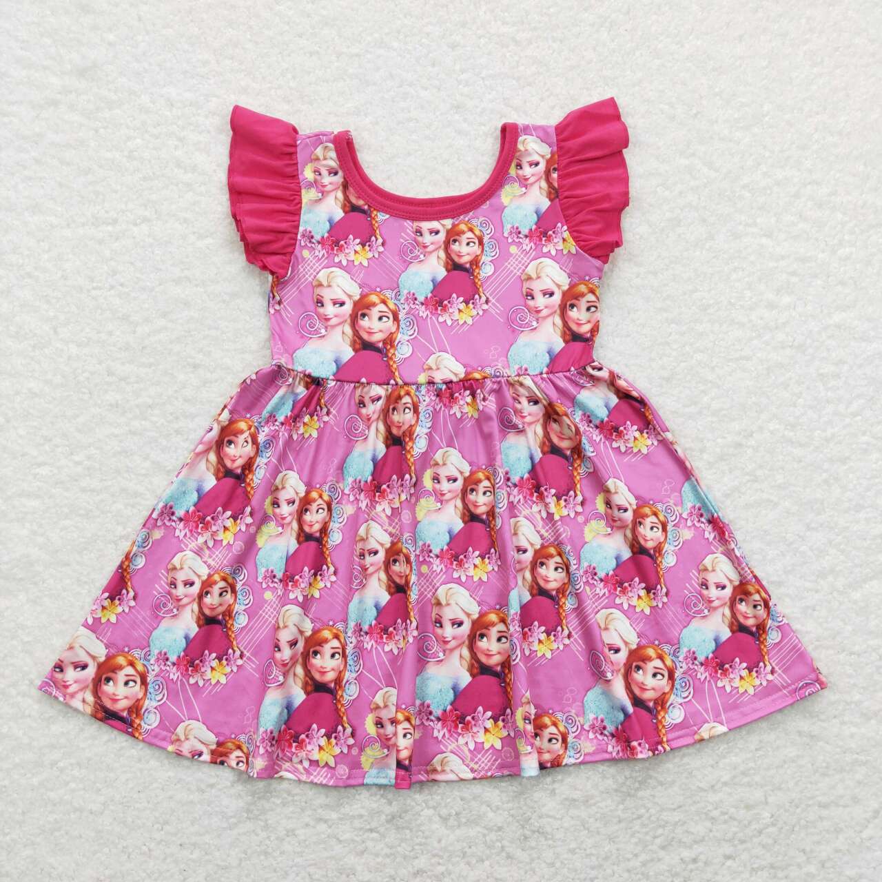 GSD0763 Frozen Princess Magenta Flying Sleeve Dress