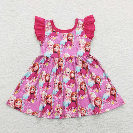 GSD0763 Frozen Princess Magenta Flying Sleeve Dress