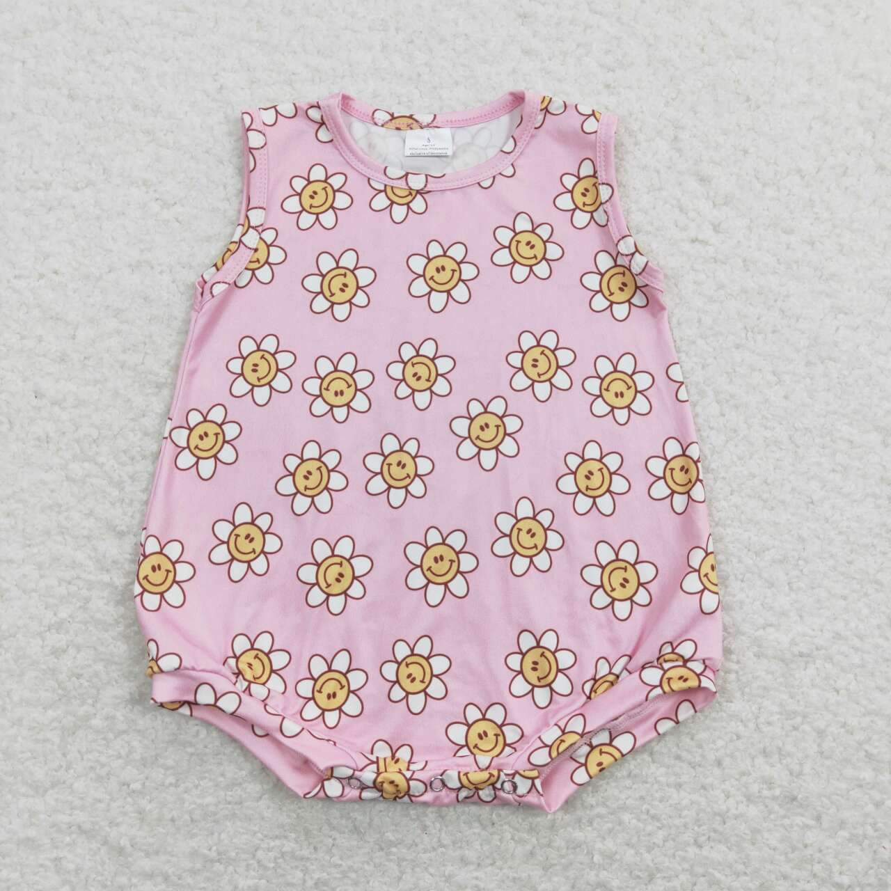 SR0574 Smiley floral pink sleeveless romper