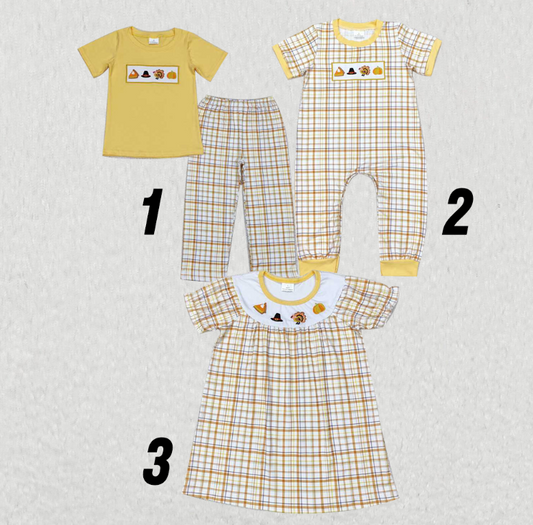 RTS NO MOQ Shipping time 5-7days Thanksgiving Embroidery Turkey Halloween Yellow Embroidery Set