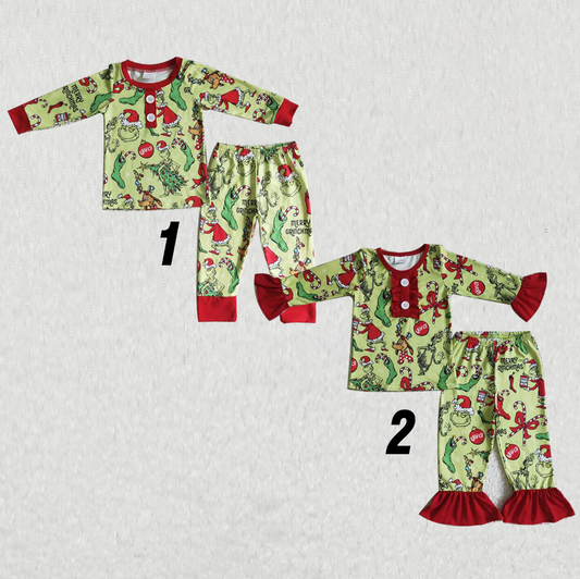 RTS NO MOQ Long-sleeved and long-pants pajamas Christmas characters