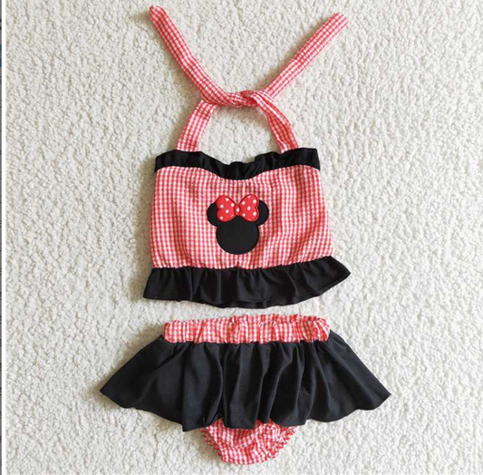 swim Pink Mesh Mickey Mouse Lace-Up Two-Piece Swimsuit