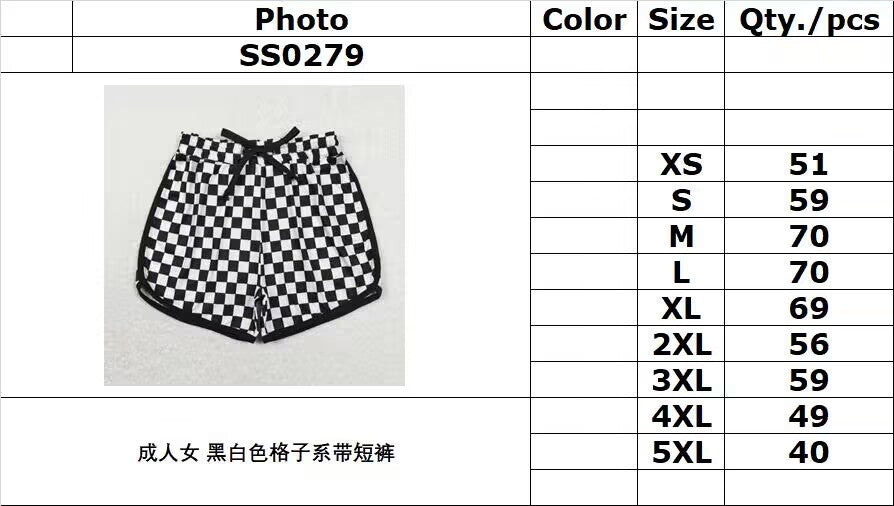 SS0279 adult clothes black gingham adult women summer shorts