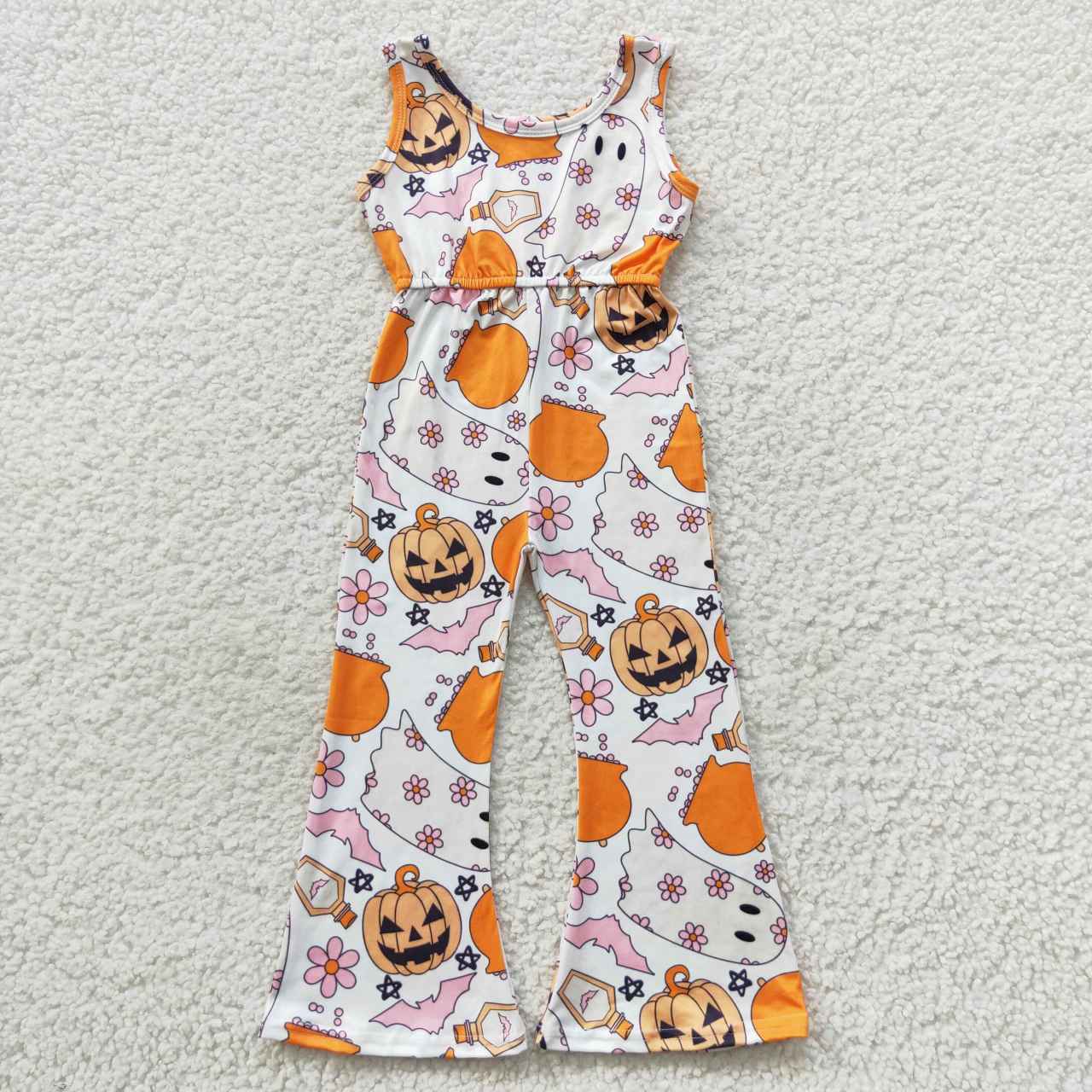 SR0410 Ghost Blossom Bat Pumpkin White Onesie