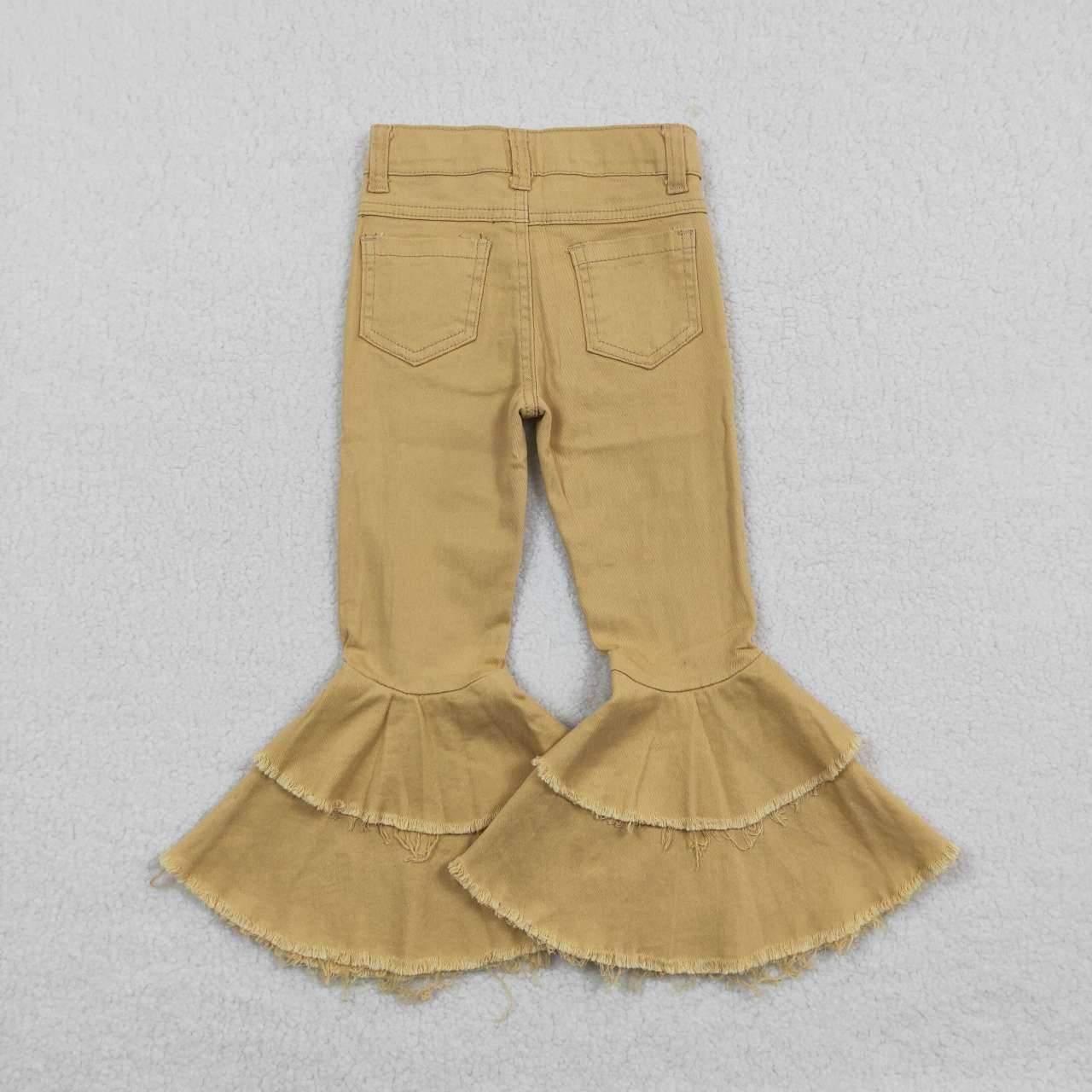 E12-20 Double layer khaki button denim flared pants