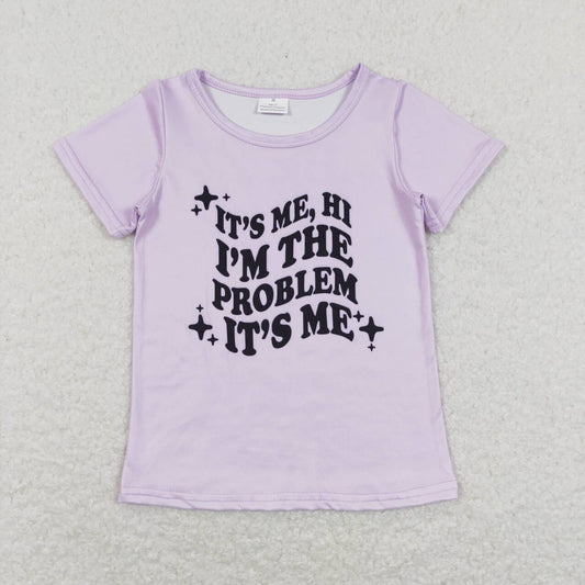 GT0432 Problem letter purple short-sleeved top