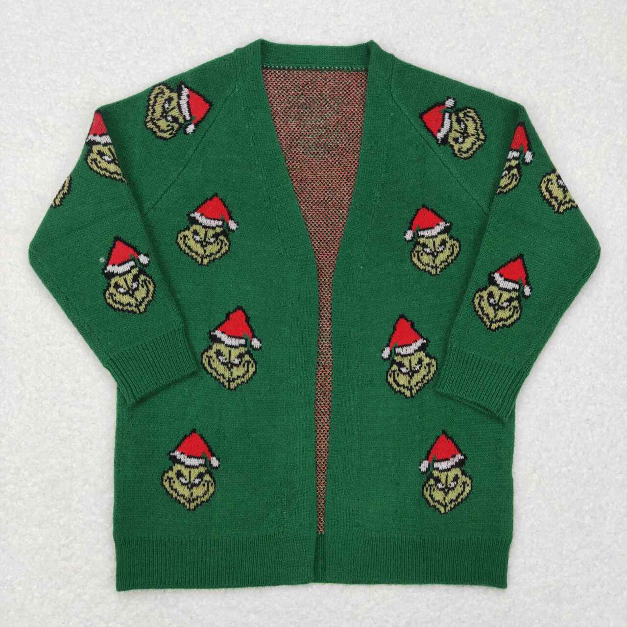 GT0371 grinch cartoon christmas green long sleeve sweater cardigan