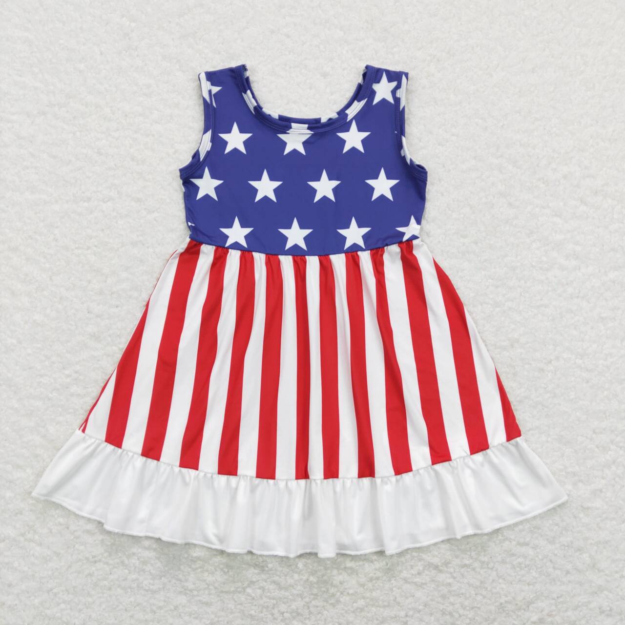 GSD0667 Star red and white striped sleeveless dress – sunshine kids clothes