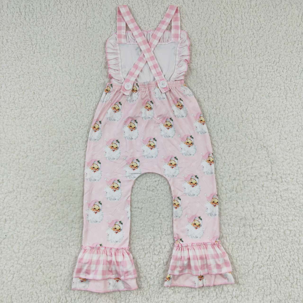 SR0101 girls romper suspenders santa claus print