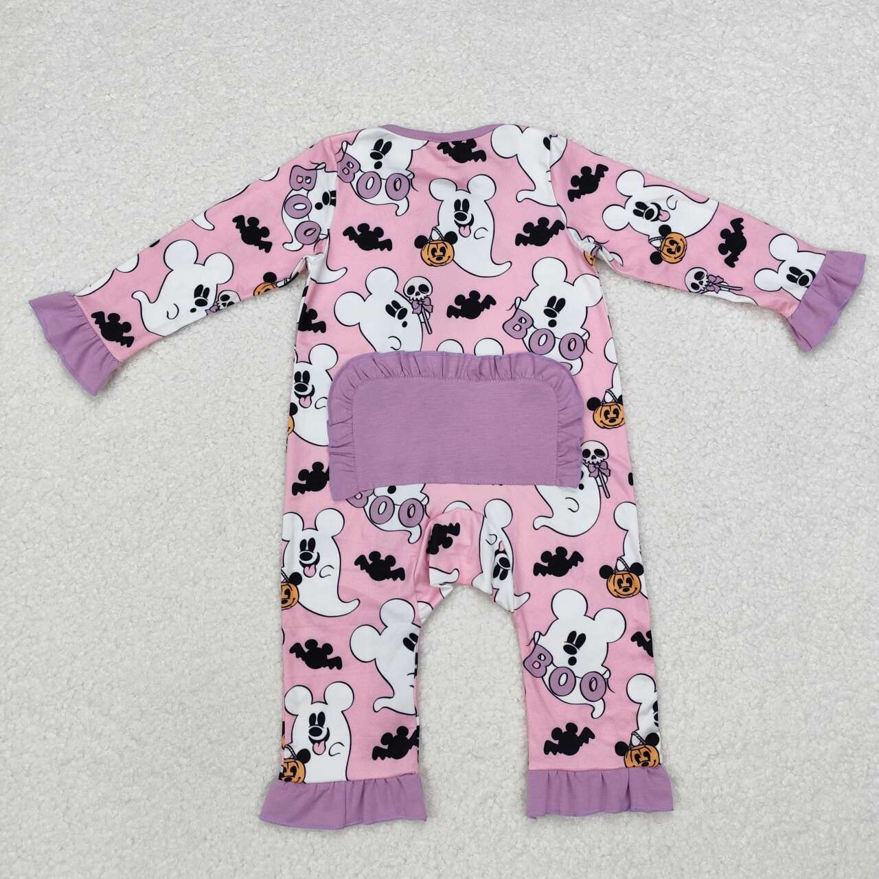 RTS NO MOQ ETA 5/7days LR1424 boo ghost Mickey pink zipper long sleeve jumpsuit