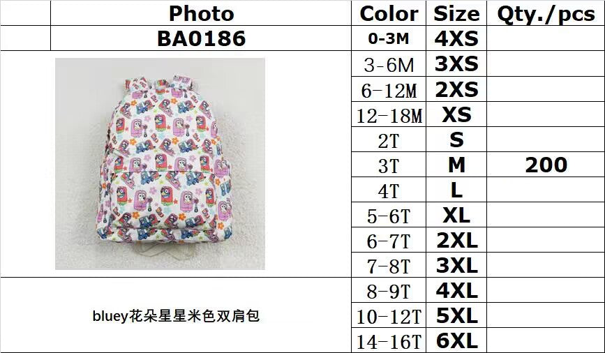 RTS NO MOQ BA0186 bluey flower star beige backpack