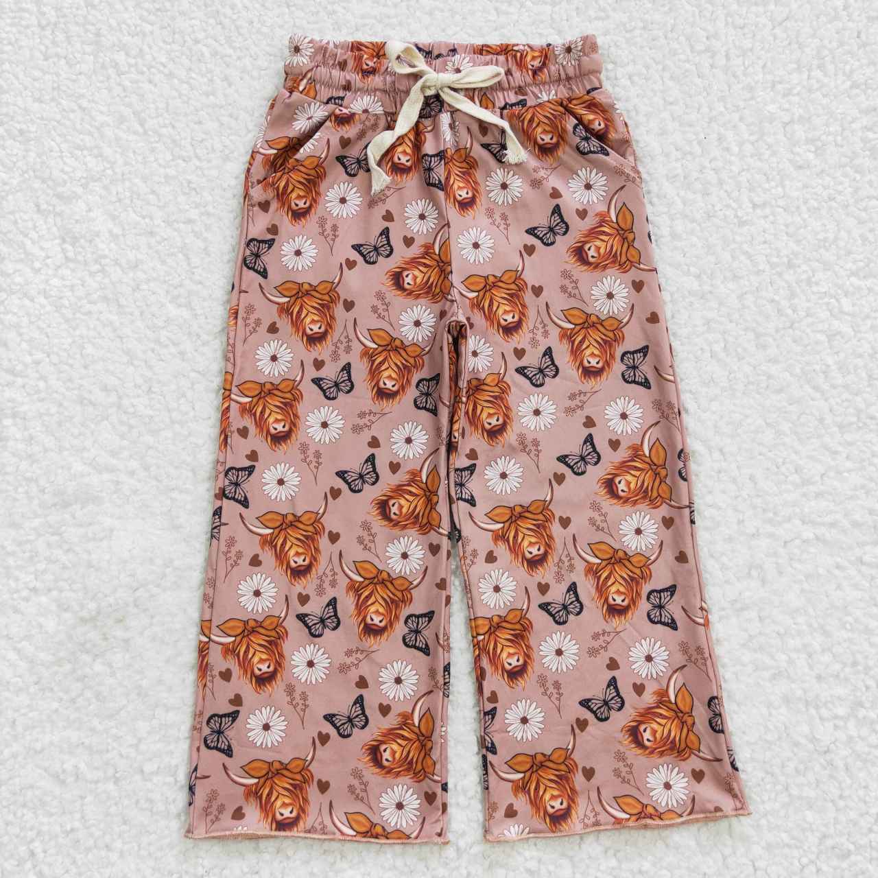 P0144 Alpine Cow Butterfly Heart Flower Trousers