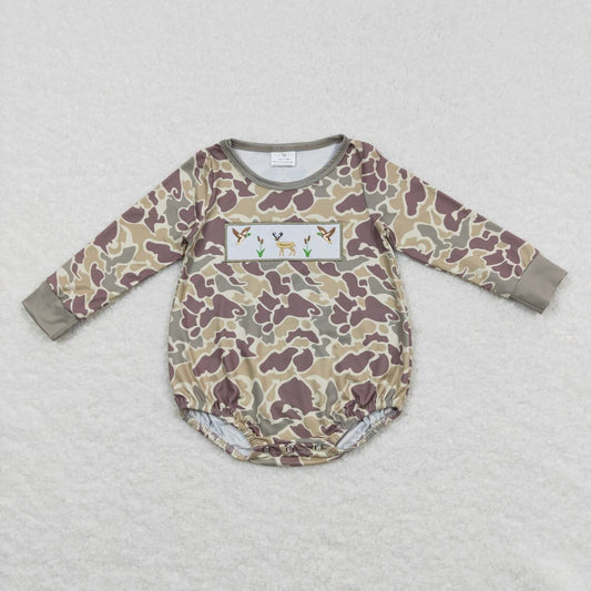 LR0714 Embroidered Duck Elk Camouflage Long Sleeve Jumpsuit