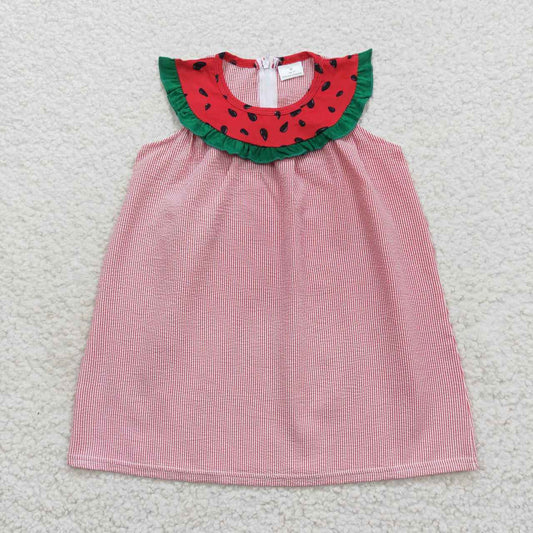 C15-30 Watermelon red striped woven sleeveless skirt