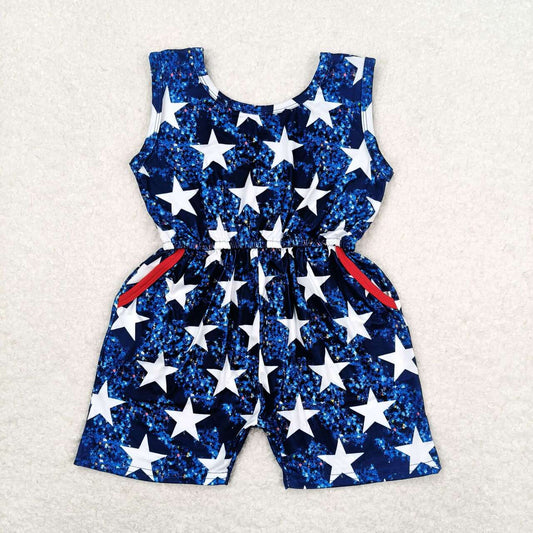 RTS  SR0028 Girls National Day Beaded Pocket Vest Shorts Bodysuit