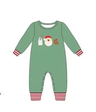 Custom moq 3 MIX SIZE eta 7/8week moq 5 eta /4/5week Milk-Santa-Cookies Green Long Mixed Set