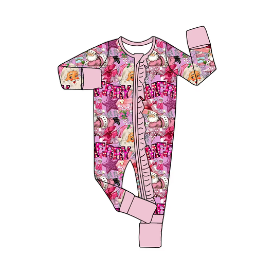 Custom moq 3 eta 7/8week moq 5 eta /4/5week Pink and purple five-pointed star long-sleeved zip-up jumpsuit