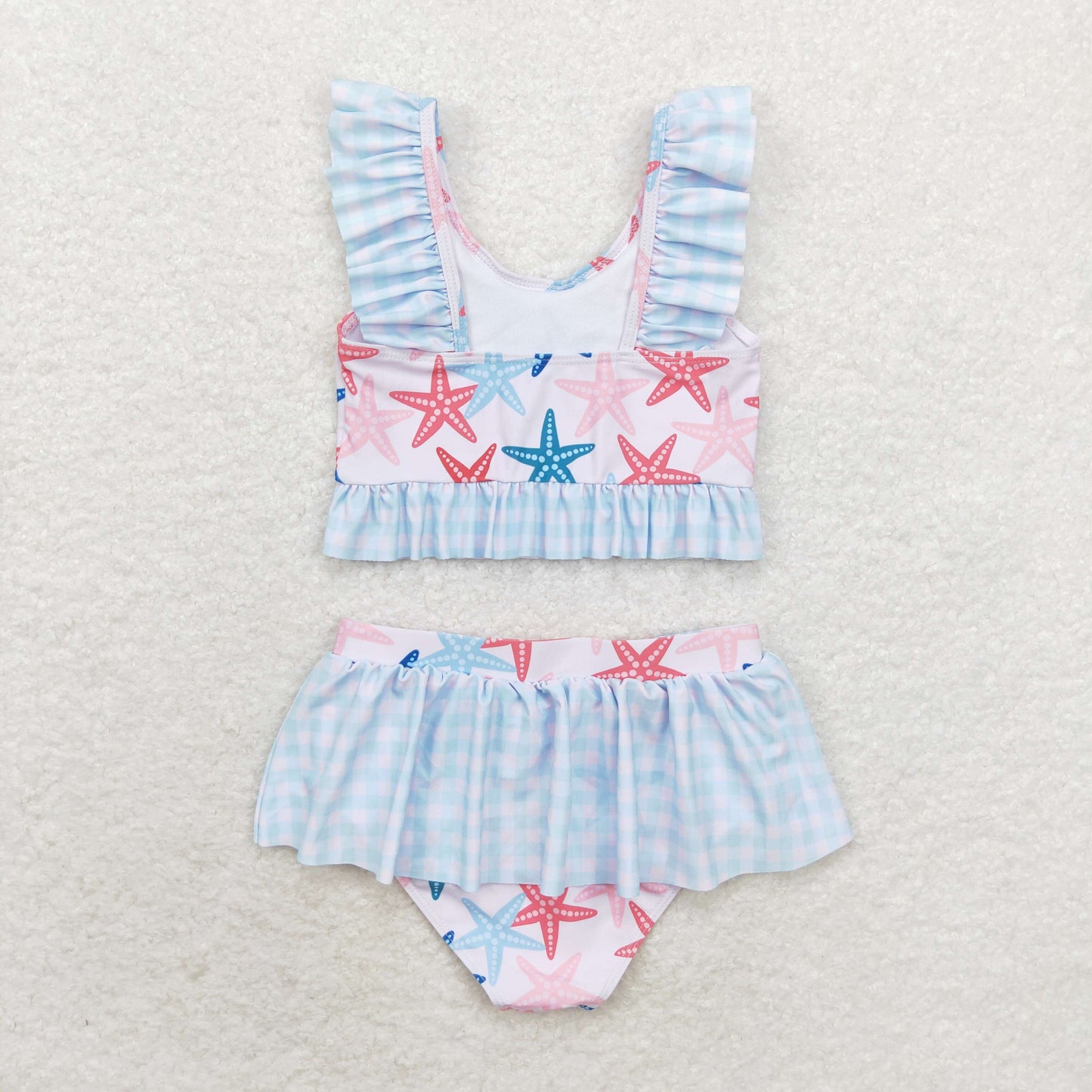 rts no moq S0240 Starfish plaid lace swimsuit set