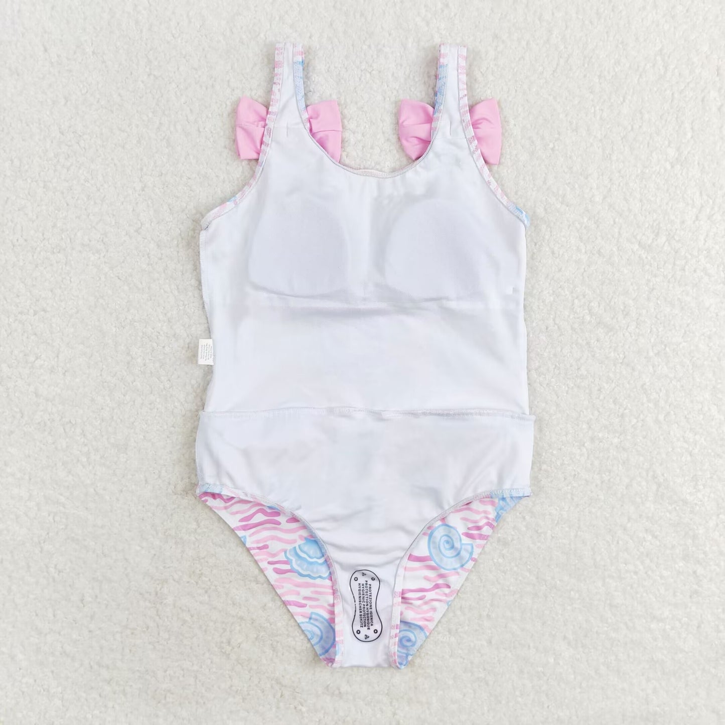 rts no moq S0274 Shell wave pink bow one-piece swimsuit