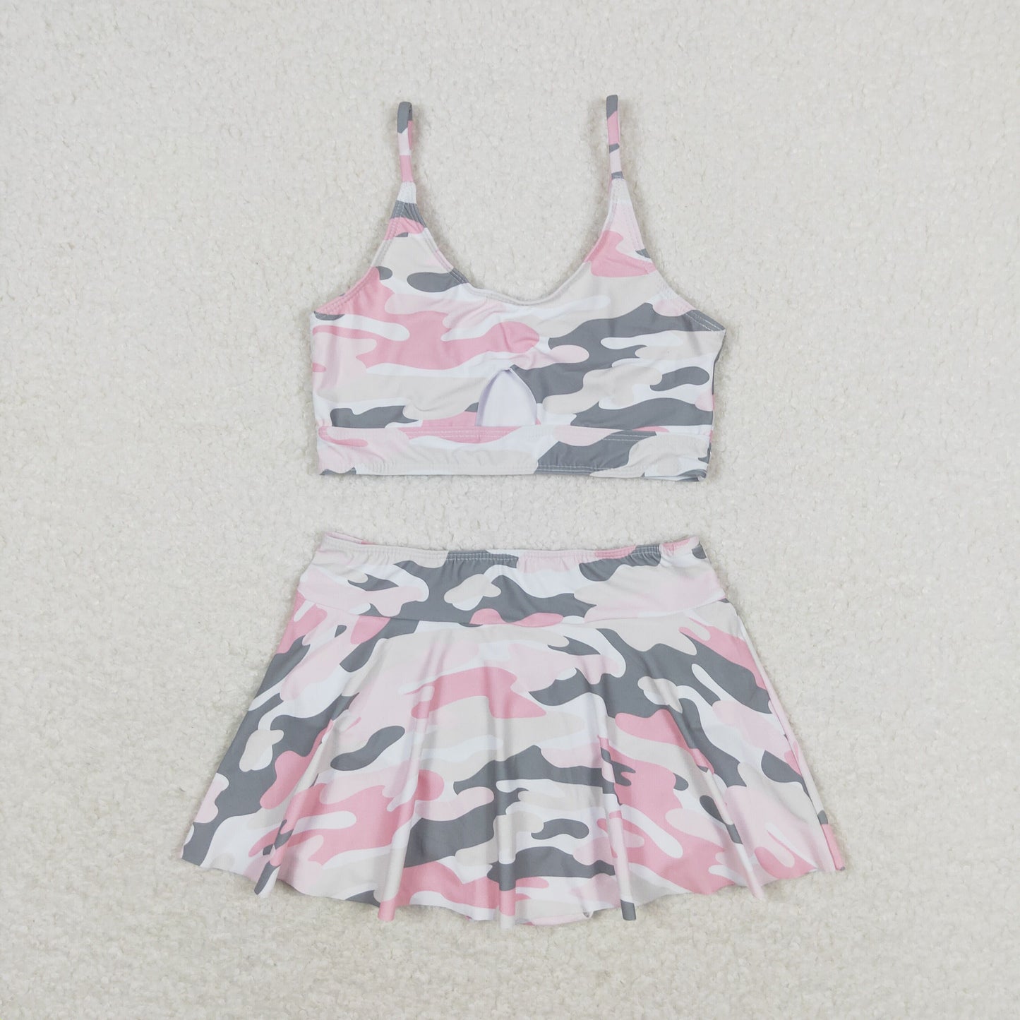 rts no moq S0285 Pink and gray camouflage swimsuit set