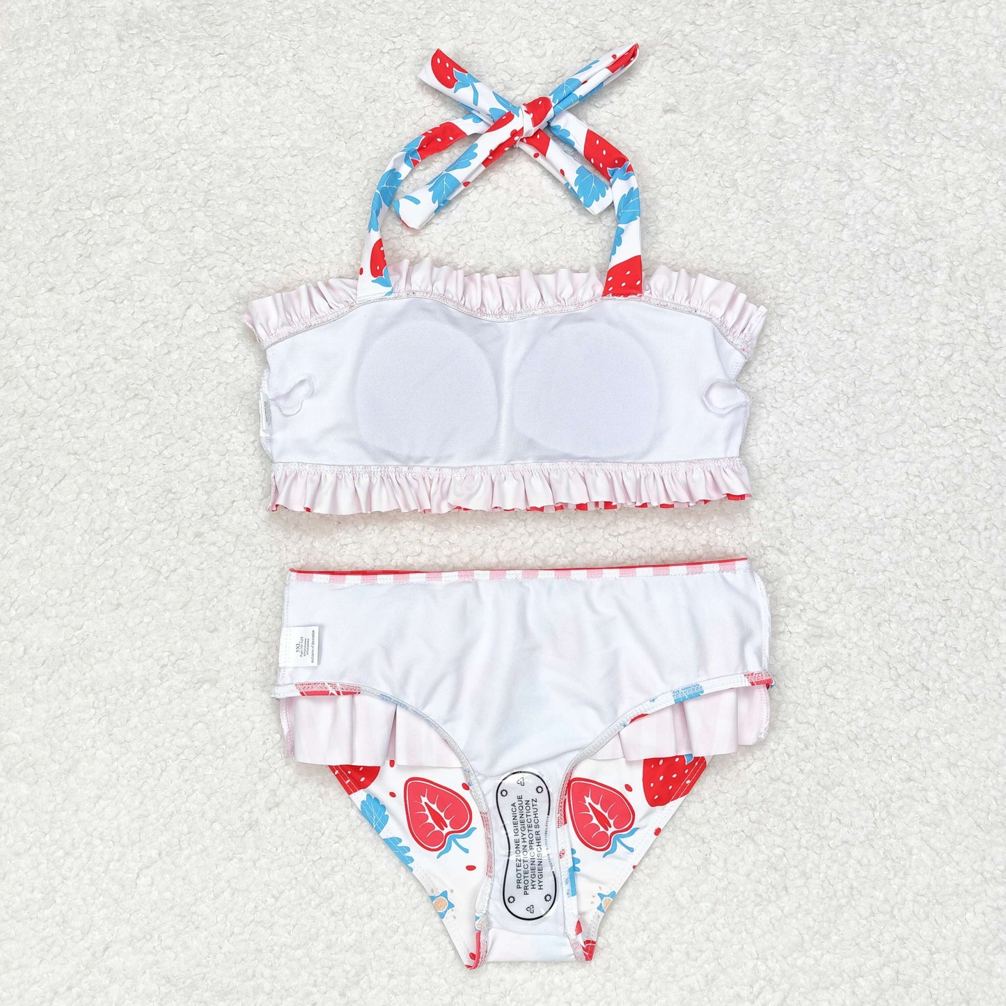 rts no moq S0316 Strawberry red plaid swimsuit set