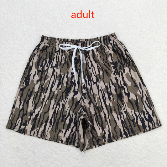 S0324 Adult men's military green camouflage swimming trunks