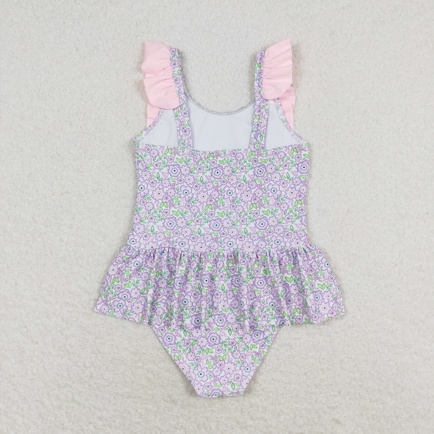 rts no moq S0331 Pink and purple floral lace one-piece swimsuit