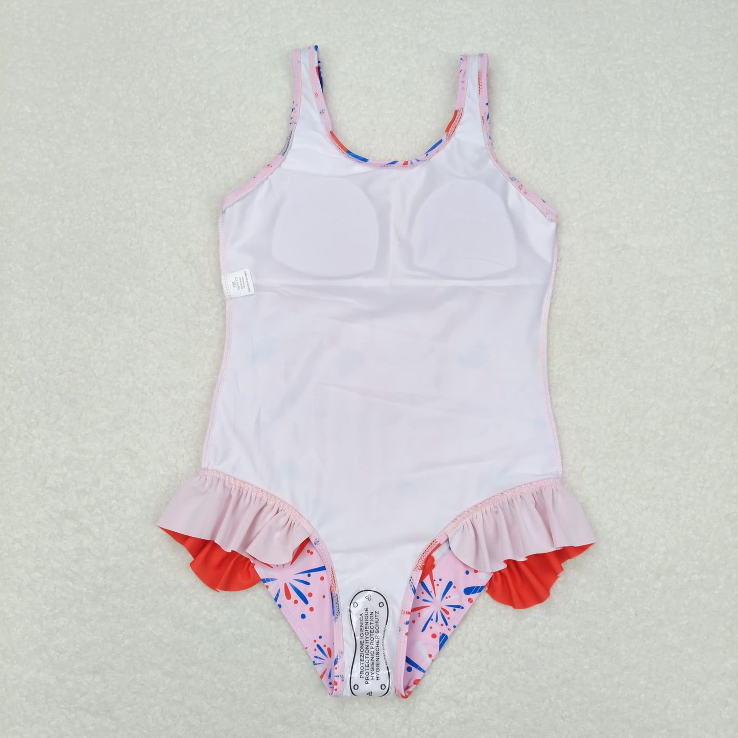 S0333 Fireworks popsicle red lace pink one-piece swimsuit