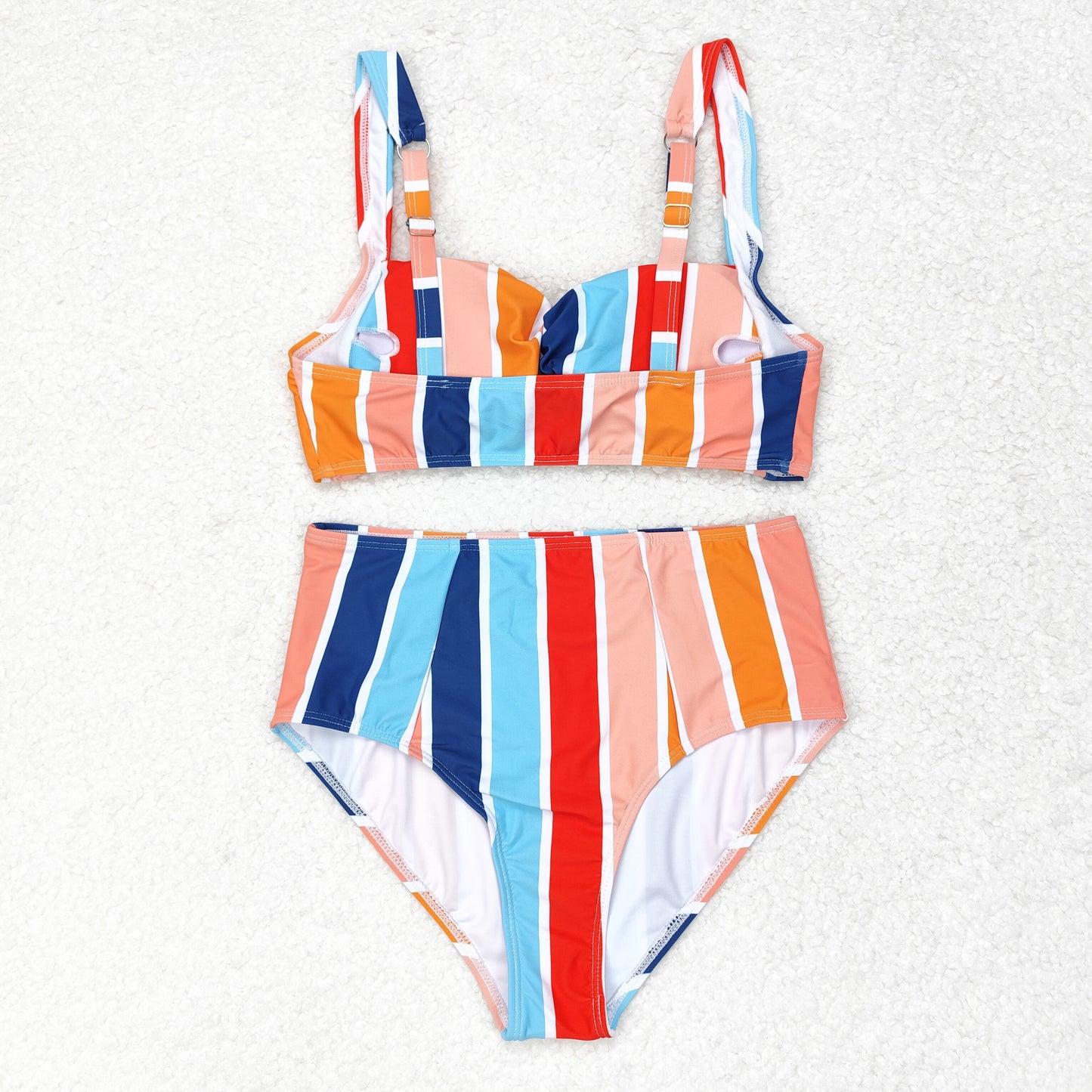 rts no moq S0338 Adult female colorful striped swimsuit set