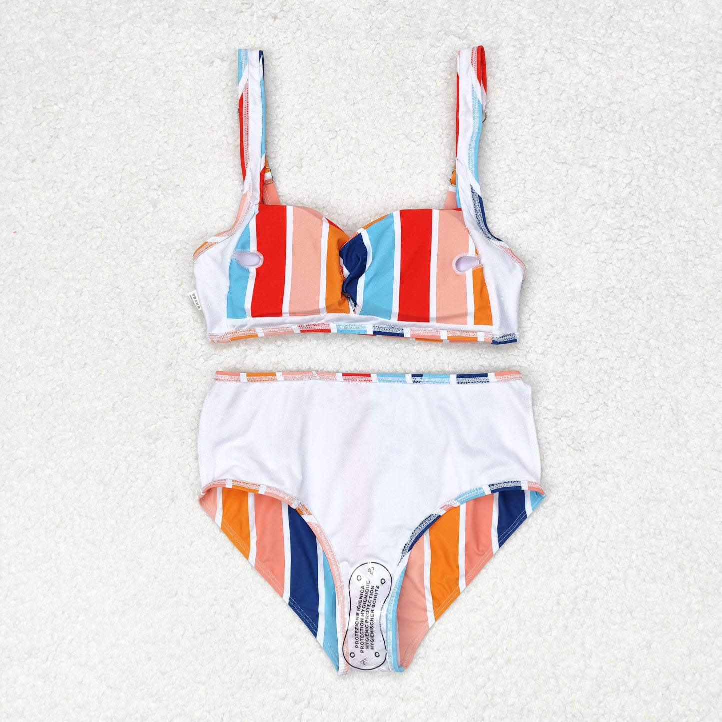 rts no moq S0338 Adult female colorful striped swimsuit set