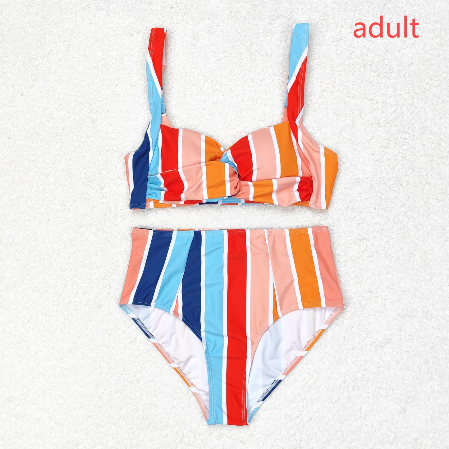 rts no moq S0338 Adult female colorful striped swimsuit set