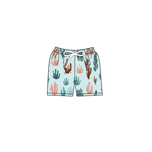 S0345 pre-order 3-6M-6-7T baby boy clothes cactus boy summer swim shorts