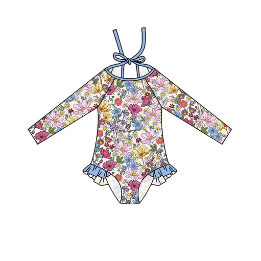 S0350 pre-order baby girl clothes flower summer jumpsuit swimsuit