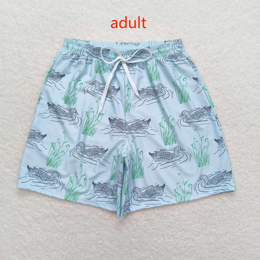 S0359 Adult men's duck aqua swimming trunks