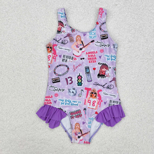 RTS NO MOQ ETA 5/7days Arrived S0388 baby girl clothes taylor swift summer swimsuit beach wear