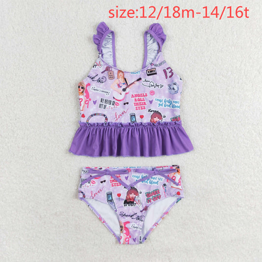 rts no moq S0389 Taylor Swift purple lace swimsuit set