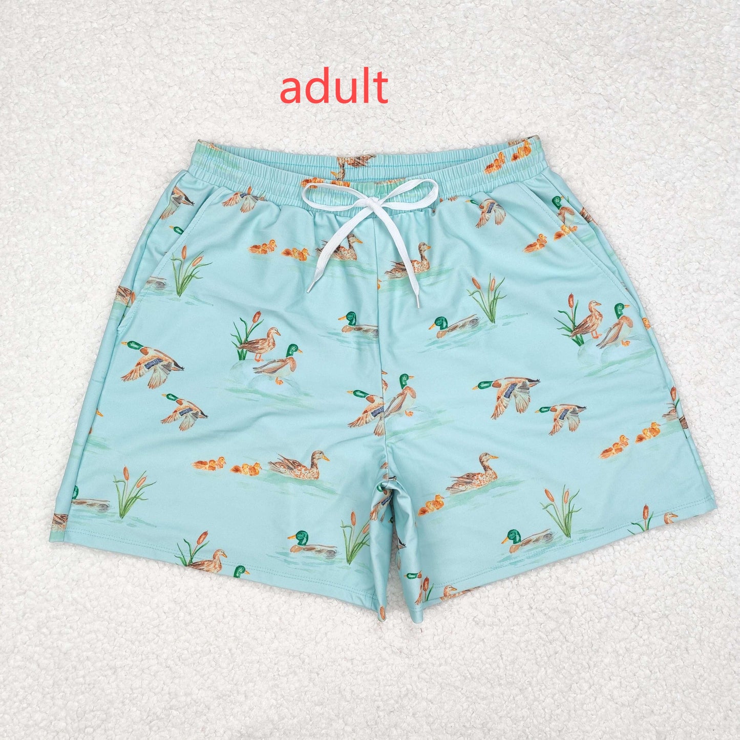 S0428 Adult men's duck light green swimming trunks