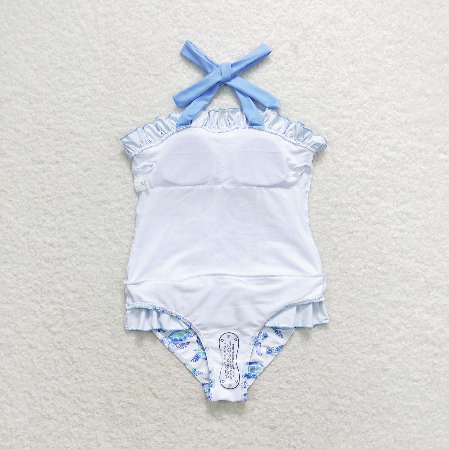 rts no moq S0430 Sea turtle blue lace white one-piece swimsuit