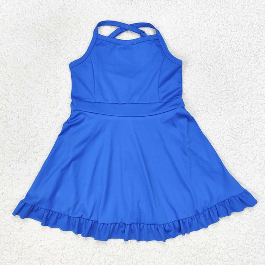 rts no moq S0445 Pure blue sportswear skirt swimsuit