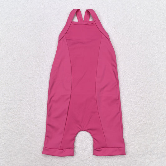 rts no moq S0447 Pure rose red one-piece yoga suit