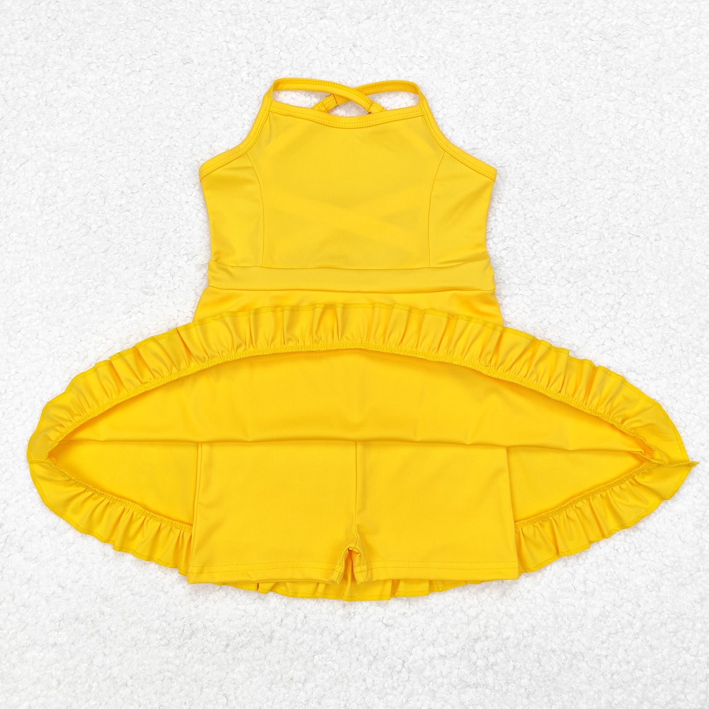 RTS NO MOQ ETA 5-7DAYS ARRIVED S0455 Solid yellow sportswear skirt swimsuit