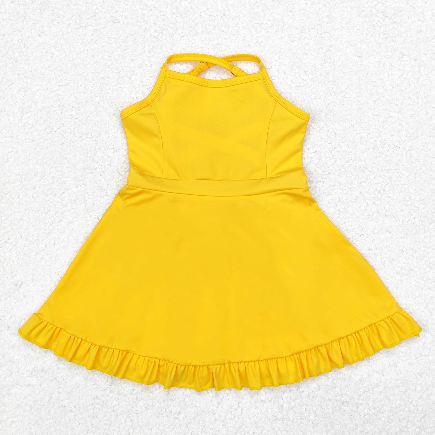 RTS NO MOQ ETA 5-7DAYS ARRIVED S0455 Solid yellow sportswear skirt swimsuit